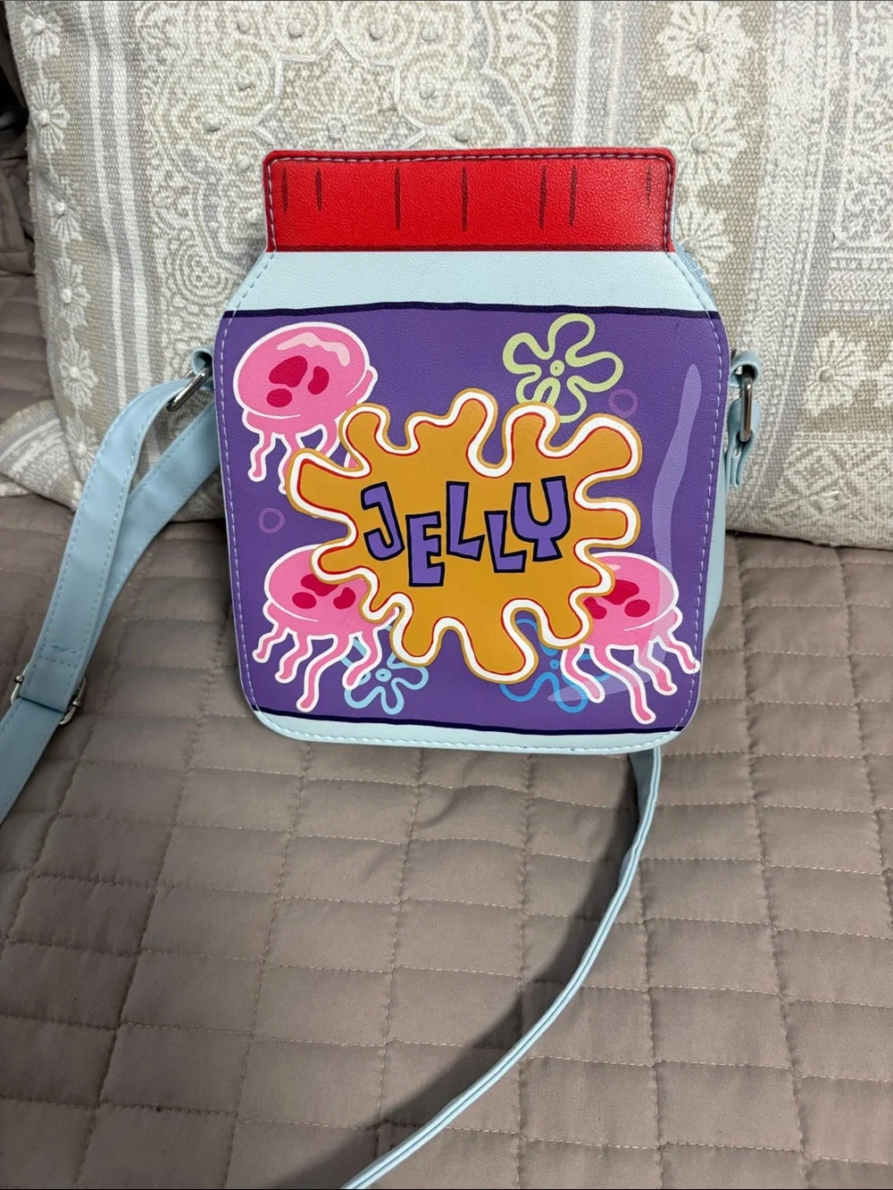 SpongeBob Jellyfish Crossbody Bag - Light Blue Strap